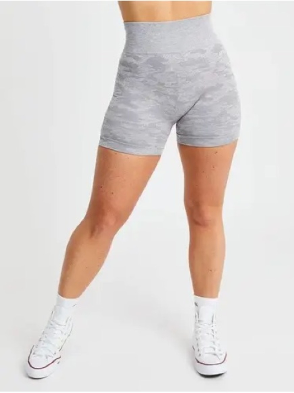 AYBL High-Waist Seamless Heather Gray Camo Women's Biker Shorts Size M